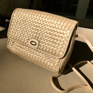 Soft gold vegan leather crossbody bag